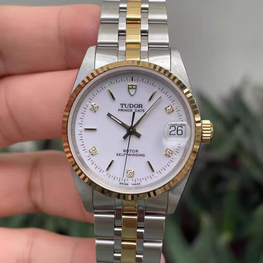 经典款9.8新 帝舵公主系列精钢18K金自动机械表32MM钻石女表72033