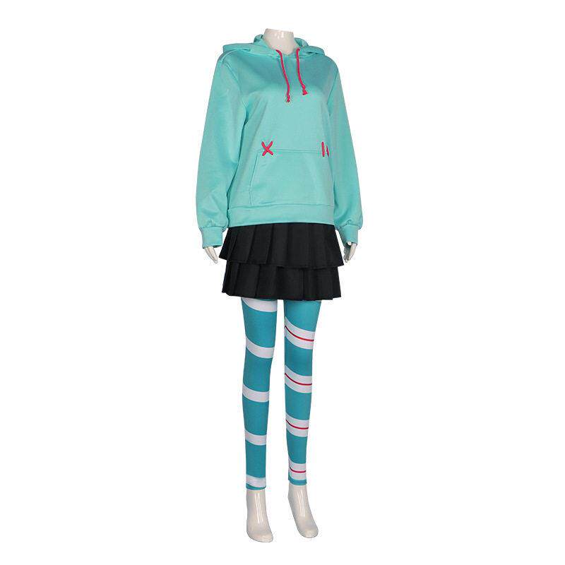 Anime Vanellope Von Schweetz Cosplay Costume Hoodies Skirt W