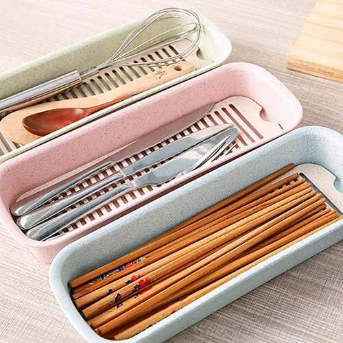 Kitchen Chopstick Holder with Drainage and Dust Cover, Utens