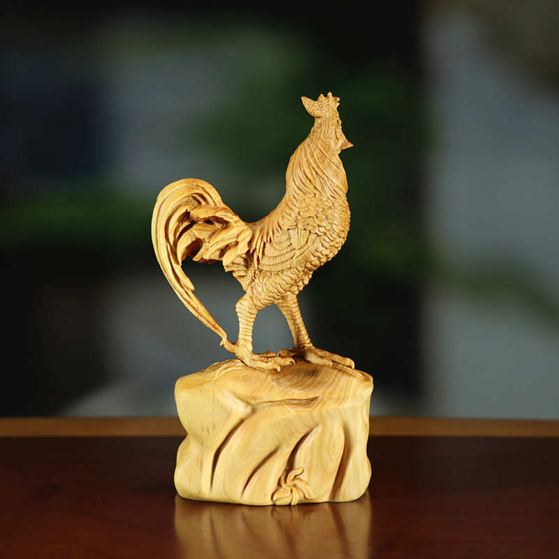 小叶黄杨木雕随身盘玩手把件木质生肖公鸡摆件文玩工艺品家居饰品