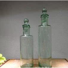 绿色气泡带盖子塞子玻璃花瓶 红酒瓶