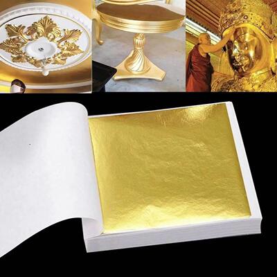 100 Sheets Imitation Gold and Silver Foil Leaf Gold-plated D