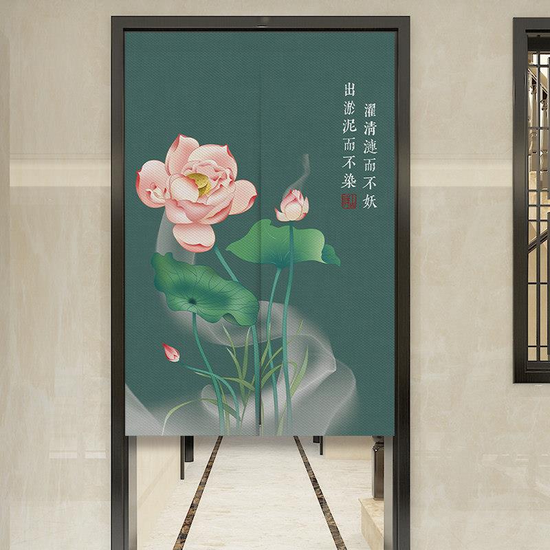 中式荷花门帘家用卧室厨房遮挡帘厕所门对门挂帘入户玄关隔断帘子图片
