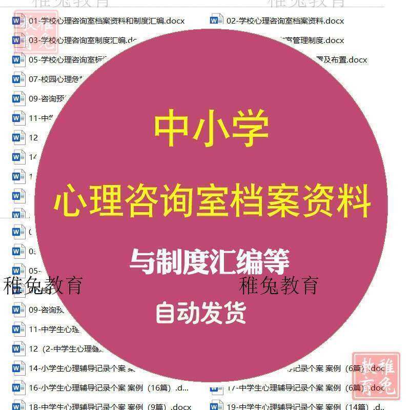 中小学校心理咨询室档案资料工作与制度汇编PPT表格word案例模