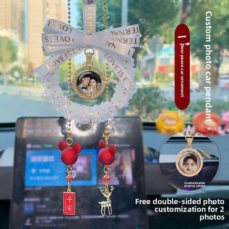 创意手工定制照片汽车挂件网红车载后视镜挂饰女车内高档吊坠饰品