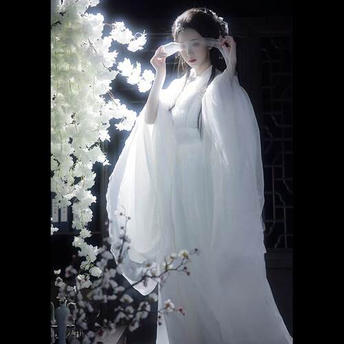 神女汉服古装魏晋风白色成人女款仙侠古风白色绝美仙气飘飘南北朝