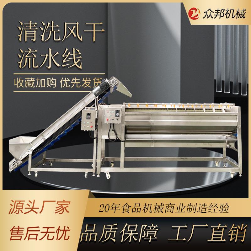商用果蔬毛刷清洗机全自动海产气泡清洗设备红薯土豆清洗线