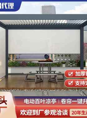百叶电动合19575智能凉亭外遮阳防别墅铝金百叶户翻转雨亭子支持