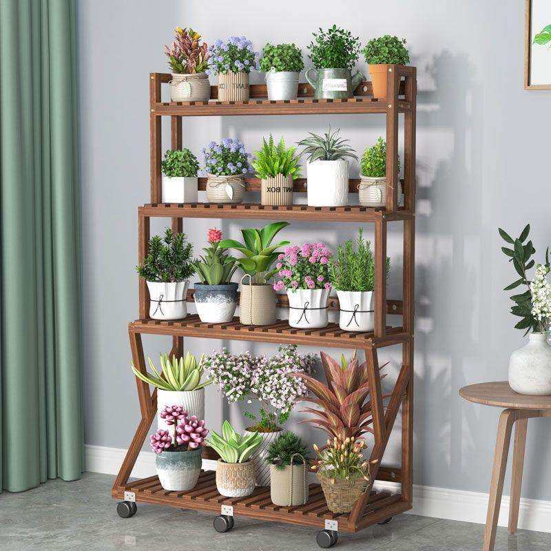 阳台室内外多层落地实木花架子吊兰爬藤植物架室外防腐庭院置物架