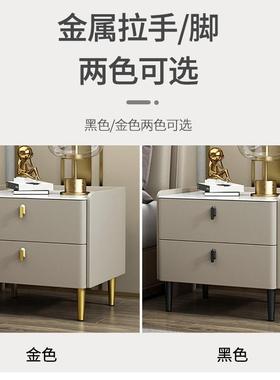 简约现代卧室板岩床头柜PYG轻奢白色储收纳柜抽双全实物木储物床