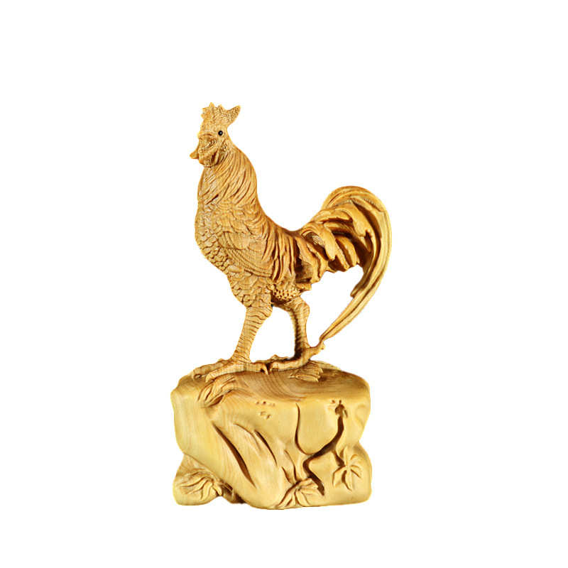 小叶黄杨木雕随身盘玩手把件木质生肖公鸡摆件文玩工艺品家居饰品