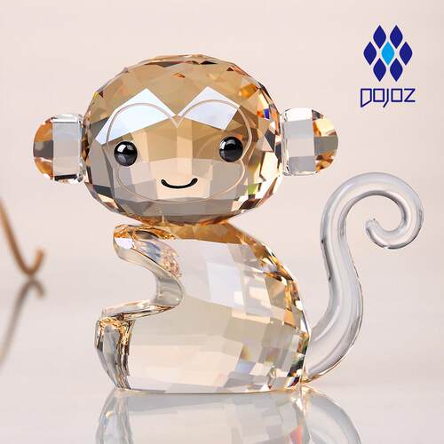 生肖猴子水晶摆件DOJOZ都爵族桌面吉祥物 书房装饰礼物首选 半手