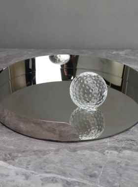 现代简约圆形缺边托盘高尔夫球样板房餐厅客厅桌面家居装饰品摆件