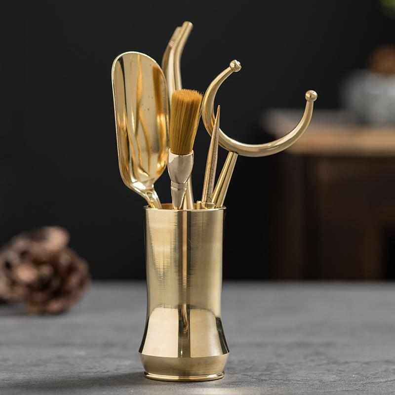 纯铜茶夹子六茶具茶配件套装家用茶叶功夫铜制君子茶道镊子刀黄铜,餐饮具,茶具礼盒,淘宝优惠券,粉丝福利购,淘宝优惠卷