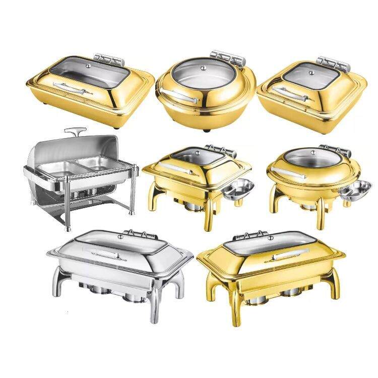 不锈钢自助餐炉商用酒精电加热翻盖餐厅酒店跨境爆款chafing dish