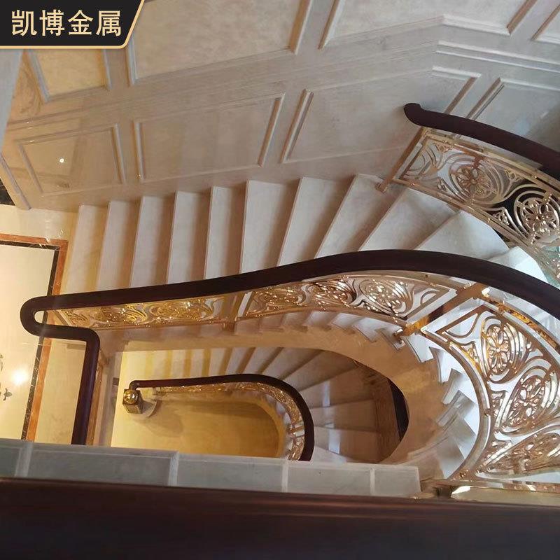 别墅楼梯扶手栏杆室内家用新欧式轻奢铝艺自建房铝合金护栏花板