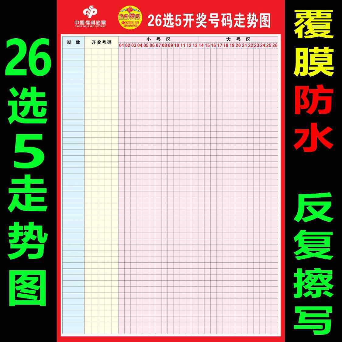 26选5快3大乐透3D走势图表格福彩体彩票投注站用品开奖号码墙贴