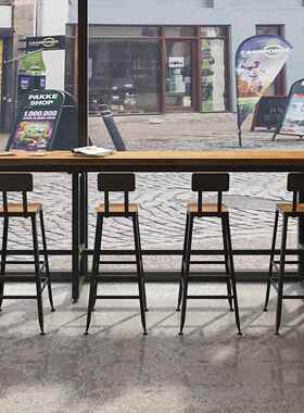 美靠窗吧台椅组YVX合简约奶茶店高桌家用餐厅便利脚店桌吧台式休