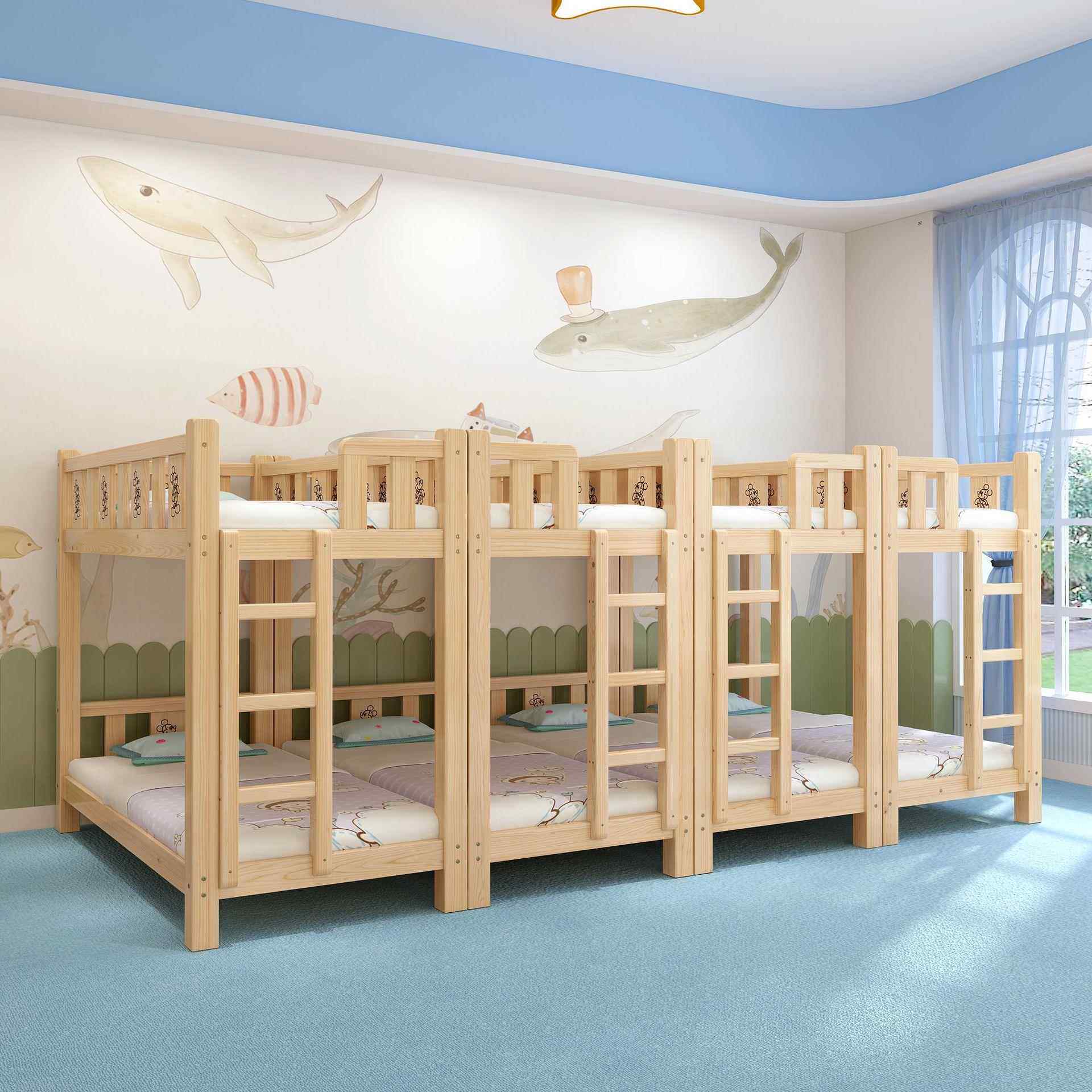 幼儿园床午睡高床实午休床儿低床托管班小学生上下铺双木层2童床