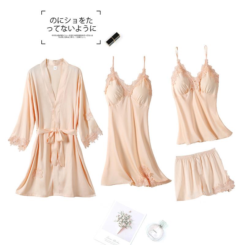 silk nightgown home set clothes women pad summer nightgown
