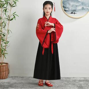 新款儿童汉服服女弟童古装童汉国学书童子规表演男服装六一儿童演