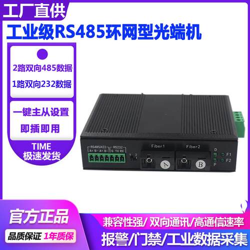 工业级RS485数据环网光端机自愈型rs422 232双向串口光猫防雷