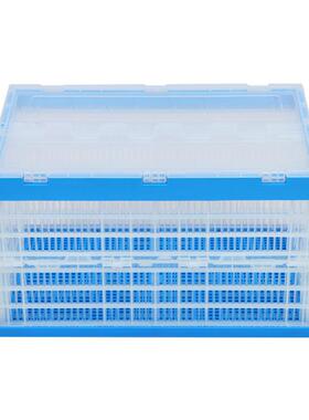 现货WOO600-4筐0超蓝色透明带盖折叠水果店商列展示筐货陈架堆头