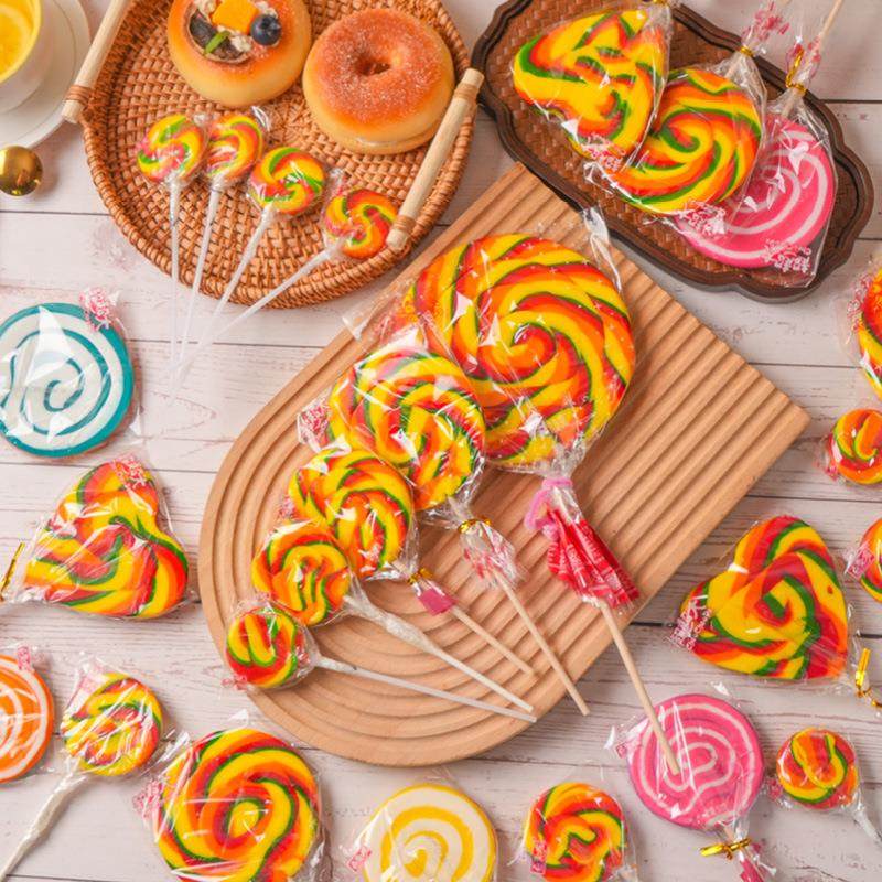 网红七彩波板糖功夫棒棒糖日式爱心高颜值创意儿童节日礼物糖果
