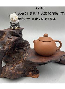 天然根艺根雕风化枯木葫芦花瓶原木树根底座盆景家居茶室摆件A6