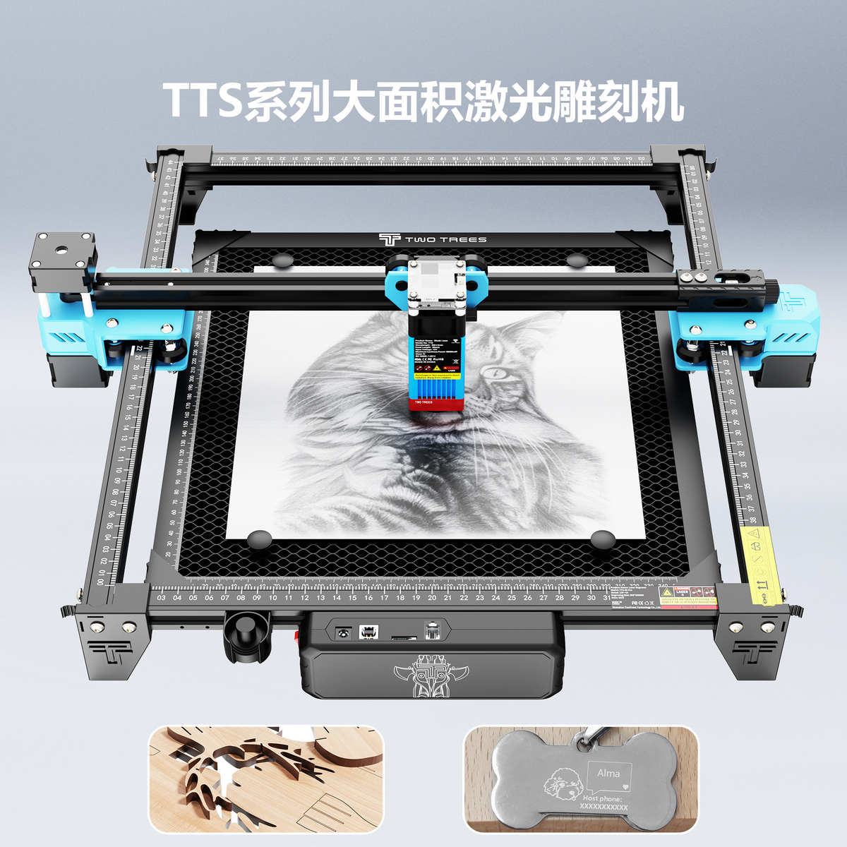 精品俩棵树TTS-55Pro激光雕刻机小型全自动金属打标机木材切割刻