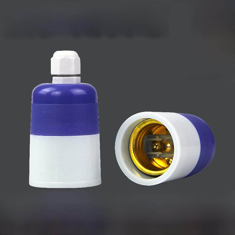 蓝白E27螺口吊灯头防脱落加厚灯口灯座悬吊式LED灯泡灯头防雨防水