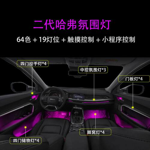 1721款第二代恋三TYPY代哈弗H6氛围灯FXF5初-赤7兔M6大狗内饰氛围