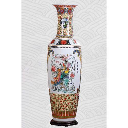 特大插花家居落景德镇陶瓷器装饰品粉彩大号摆件客厅花瓶开业地大