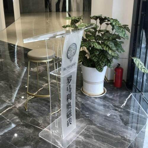 演讲台发言台简约透明讲台水晶讲桌亚克力主持台司仪台咨客迎宾J*