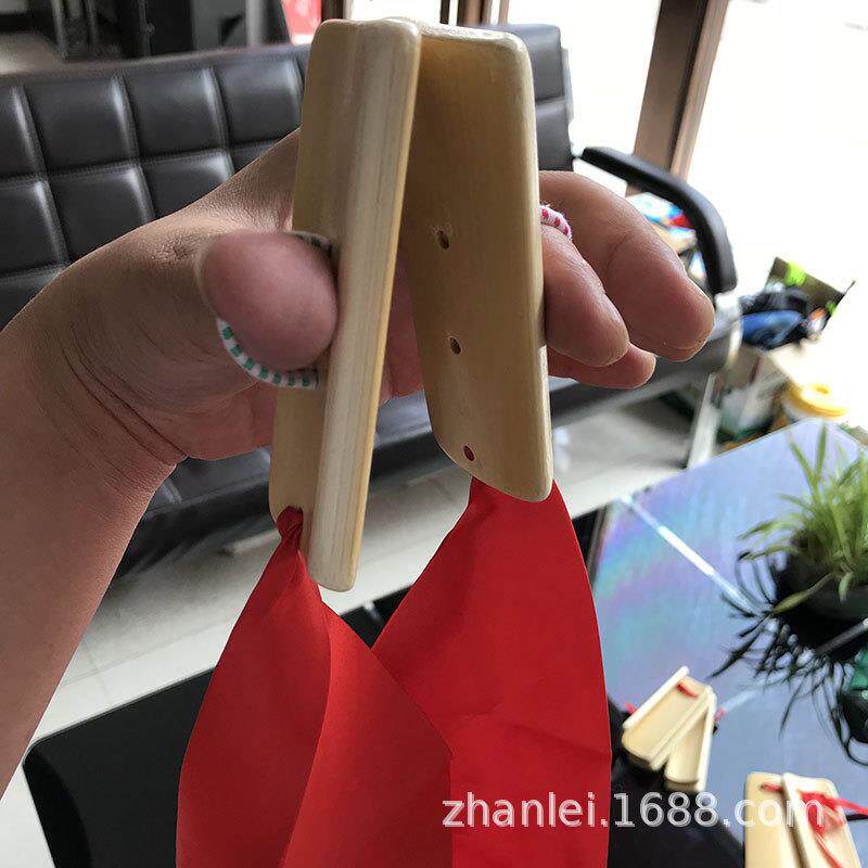 手捏快板带红绸布一对两片板(质量好易打)厂家手工