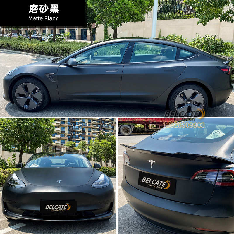 全车电光车膜黑哑车身镭射光黑膜黑磨砂改色汽车金属陶瓷贴膜武士