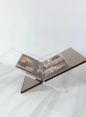 现代简约售楼处样板间亚克力书架书报夹摆件杂志架软装饰品
