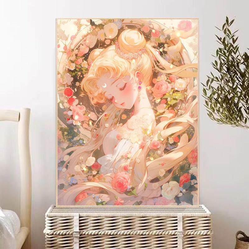 卡通钻石画2025年新款可爱美少女手工5d点贴钻十字绣客厅卧室满钻