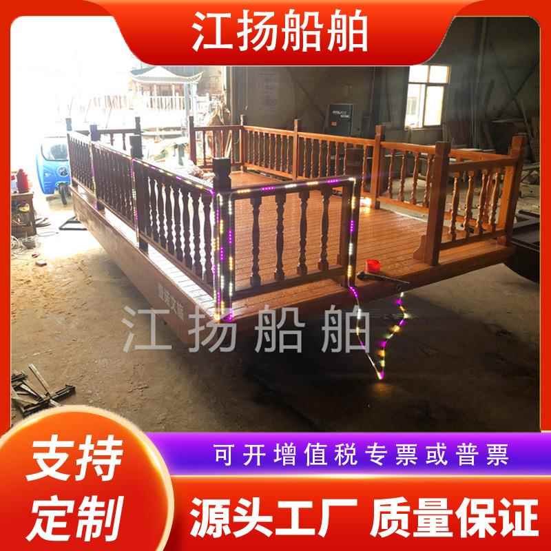 木船水上表演舞台船歌舞平台花船电动旅游观光演艺船中式浮桥码头