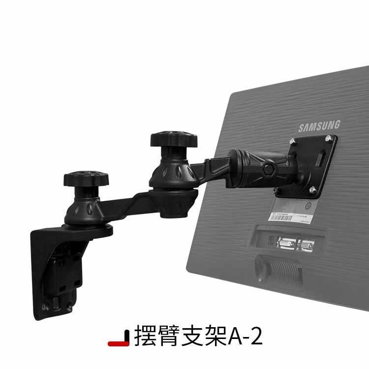 船载重型显示器壁挂伸缩VESA支架多关节圆管抱箍横臂AMPS球头支架