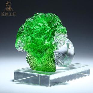 非遗传承淄博琉璃白菜摆件招财聚财客厅家用装饰乔迁新居高档礼品