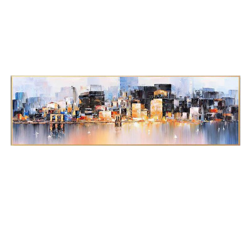 酒店宾馆床头画现代简约壁画民宿卧室背景装饰画抽象艺术挂画油画