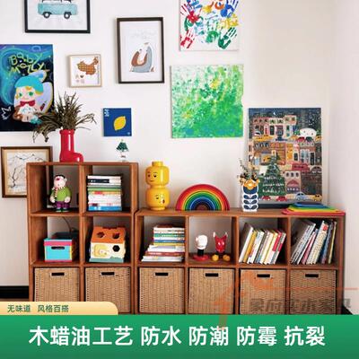 北美樱桃木格子柜落地书柜组合柜书架置物架收纳柜电视柜原木柜子