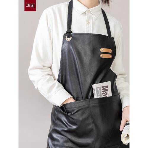 围裙防水和防油工作服家庭厨房斯堪的纳维亚男女时尚Pu皮革定制标