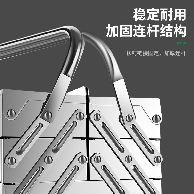 式不折锈钢工具箱三309层叠家用车载业多功能手提铁皮工级收纳盒