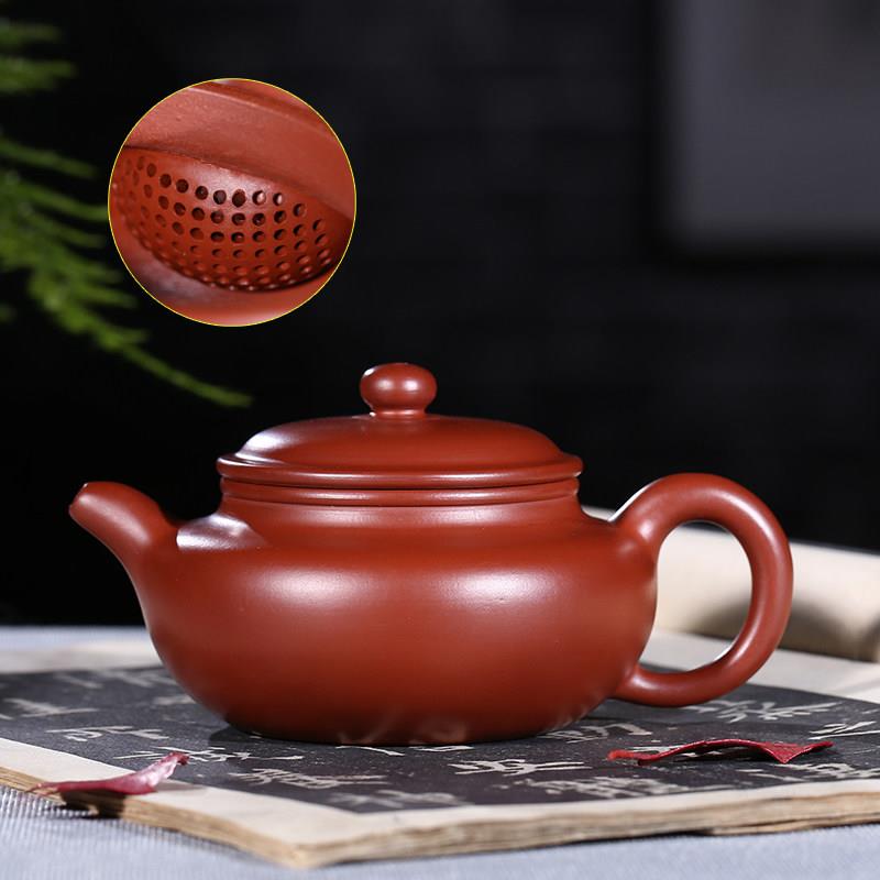 宜兴紫砂壶 手工原矿彷古壶 小彷壶系列 大红袍 紫朱泥大球孔茶壶
