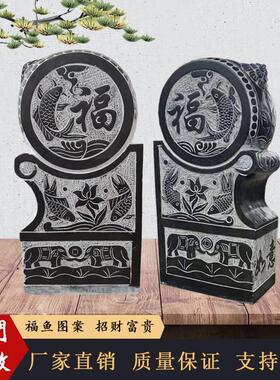 石雕门墩青石彷古做旧抱鼓石貔貅狮子石鼓招财纳福鲤鱼石墩庭院摆