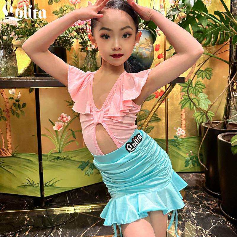 洛利塔夏季少儿舞蹈练习练功服装女童拉丁舞蹈服装儿童表演演出服