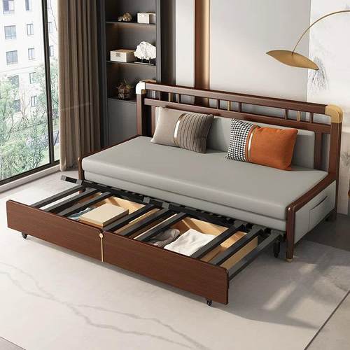 JGP1实木折叠沙发床一体两用新中式多功能可储物小户型客沙发变床