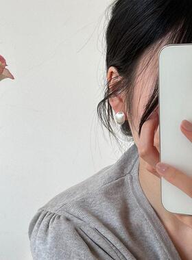 银丝闪闪银针耳钉女极简风小众拉丝磨砂面素银水滴学生耳扣